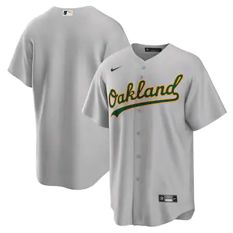 mens nike gray oakland athletics road replica team jersey_p